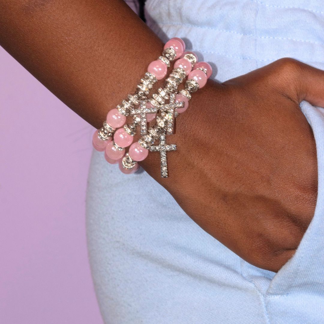 Glass bead cross bracelet [pick your color]