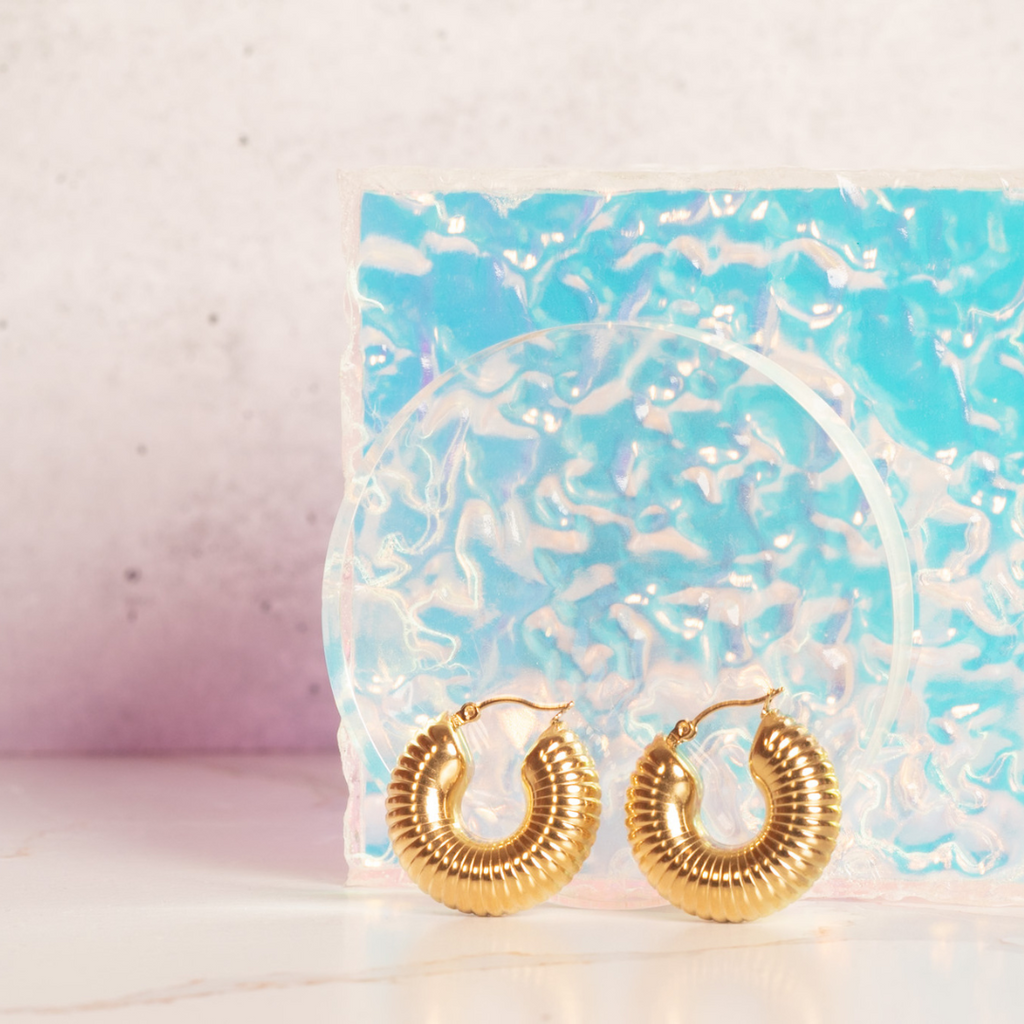 Sunshine Bamboo Hoop Earrings [18k Gold]