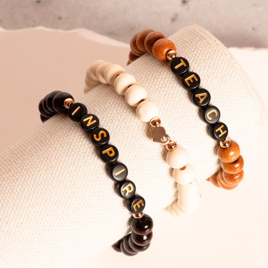 wood bead bracelet for teachers