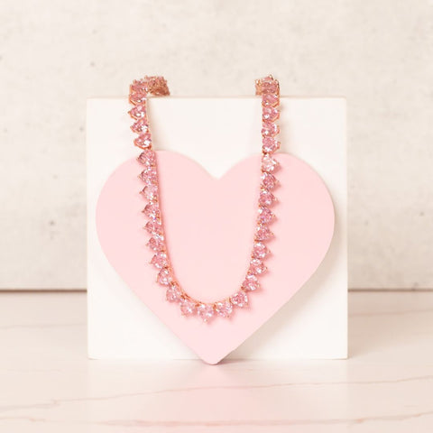 rose gold and pink heart necklace