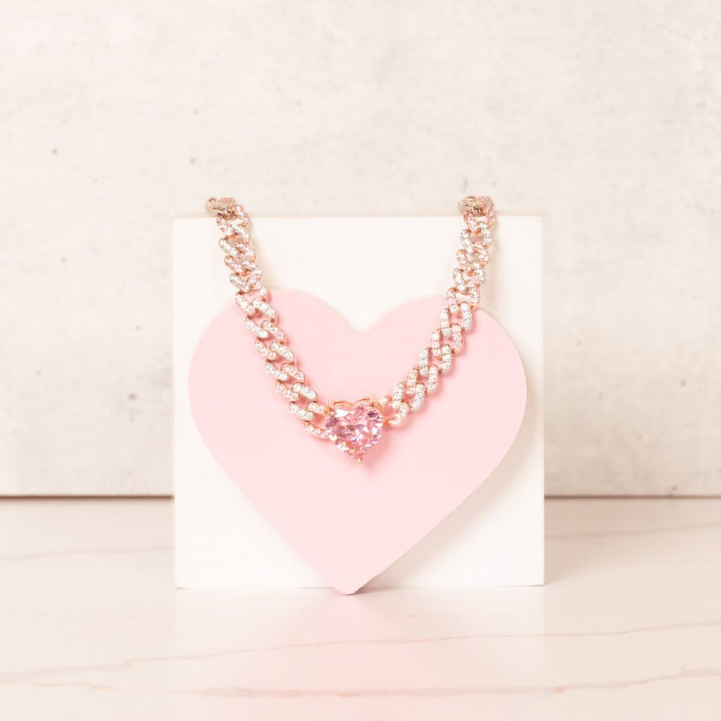 gifts for her pink and silver cuban link