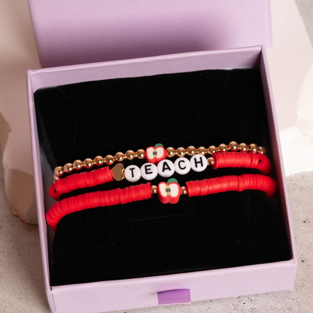 Apple of my eye teacher bracelet Set