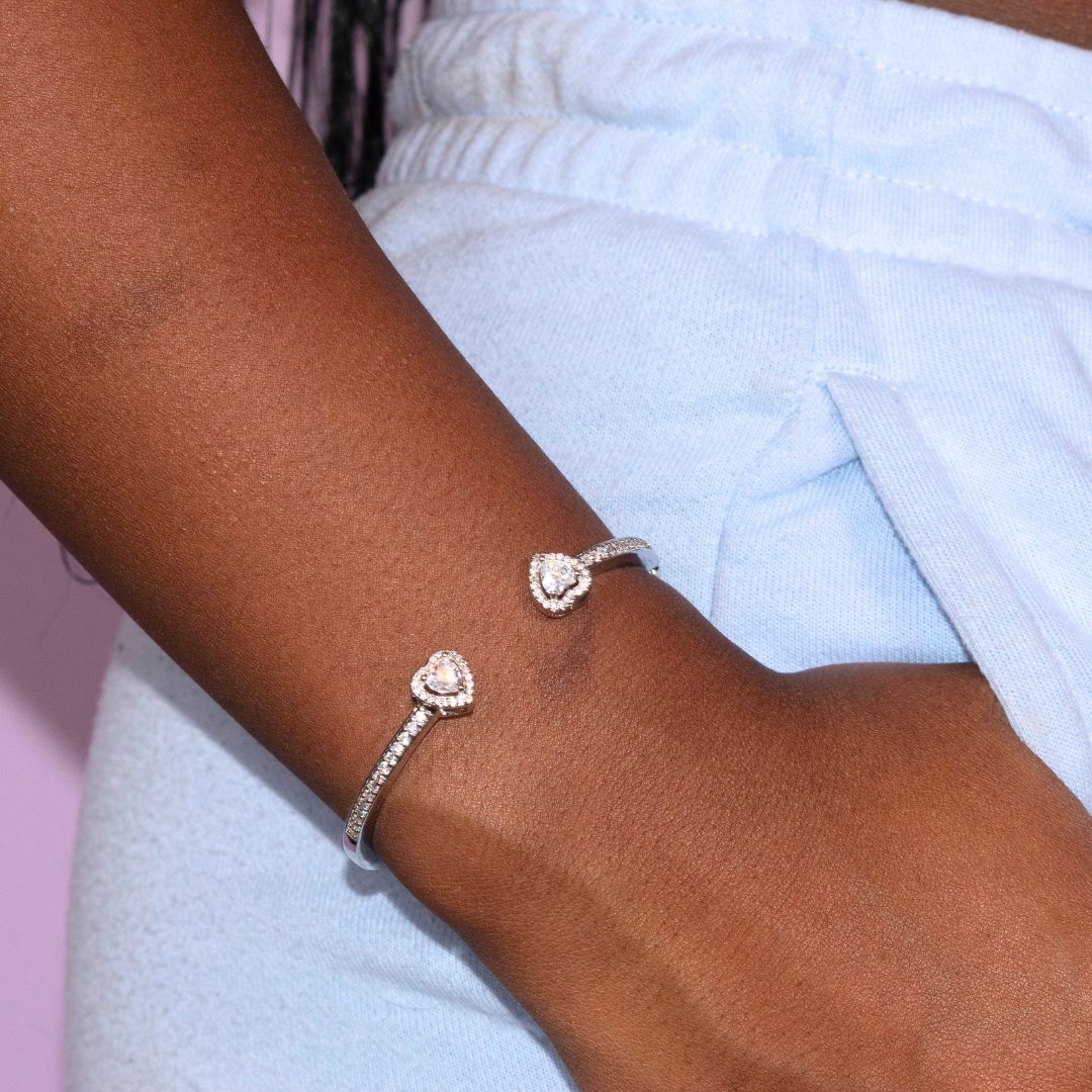 Treasure Silver Heart Bangle