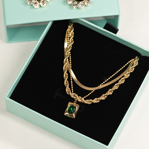 emerald and gold chain